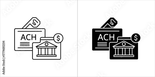 Automated clearing house black glyph icon payment