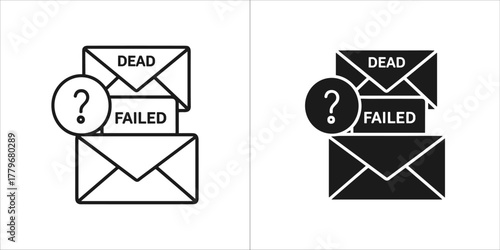 A stack of failed emails in vector format