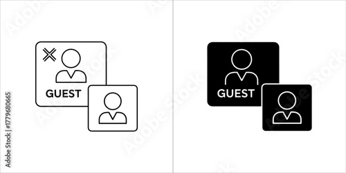 Guest icon vector set, black and white illustration