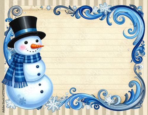 christmas card with snowman