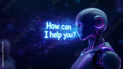 Futuristic ai chatbot hologram interacting with users virtual environment digital technology concept neon glow