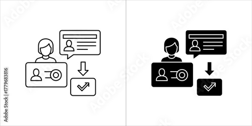 User verification icon, outline and filled versions