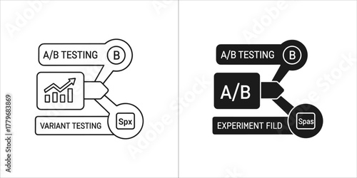 Ab testing and variant testing icon with growth chart