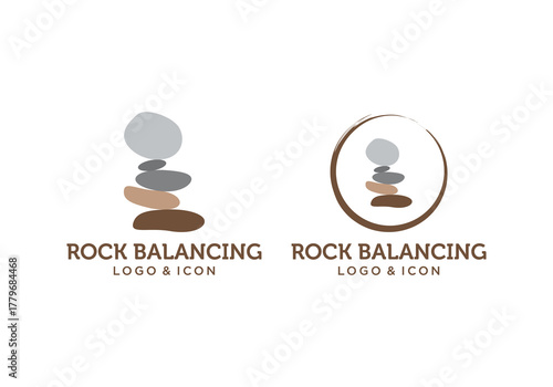 simple balance stone icon logo design vector