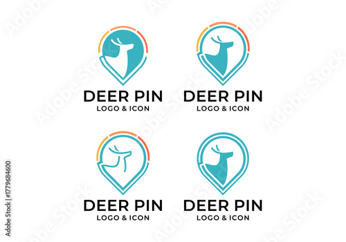 simple design vector location pin with deer