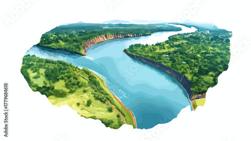 Triple Frontier. Triple Frontier hand drawn watercolor illustration