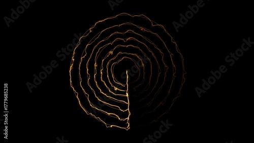 Glowing Yellow Neon Radar Circle Animation on Black Background