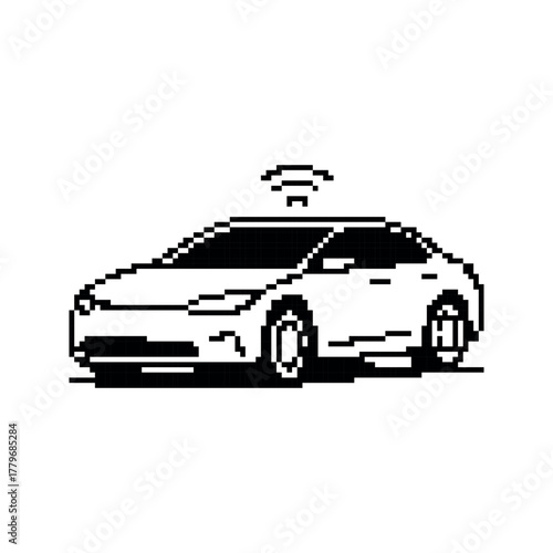 Pixelated Head Silhouette Wearing a Virtual Reality Headset in Black and White