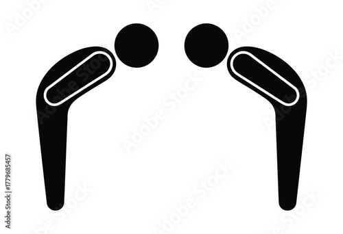 Symbolic Bowing Figures in Black and White Illustrating Respect, Gratitude and Humility