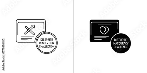 Two icons, one line art and one solid black, representing dispute resolution and inaccuracy challenge