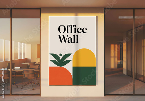 Indoor Office Poster Mockup on Wall