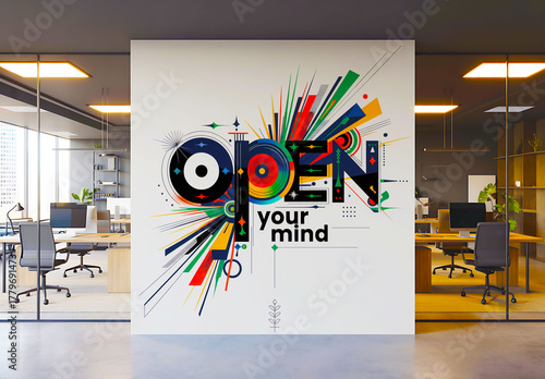 Realistic Office Wall Mockup on Minimal Workspace for Interior Design