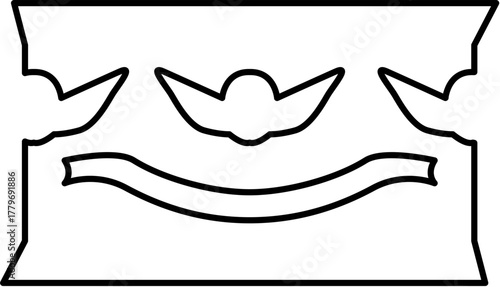 Abstract altar with angel figures — Outline Vector Icon Graphic of spiritual symbolic design