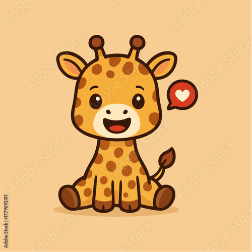 Cute baby brown cartoon teddy bear animal vector toy with heart illustration design