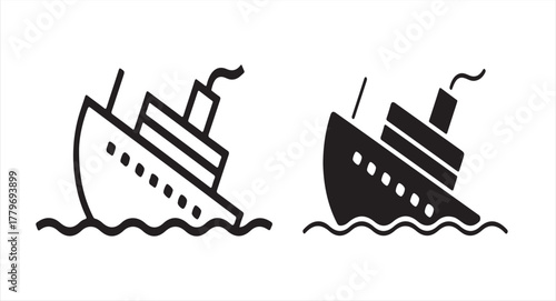 Black and White Ship Icons – Vector Art for Travel and Transportation Themes