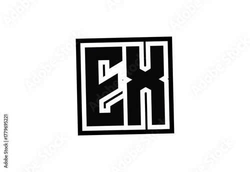 EX Modern Monogram Logo Design with Bold Geometric Shape and Minimal Frame.
