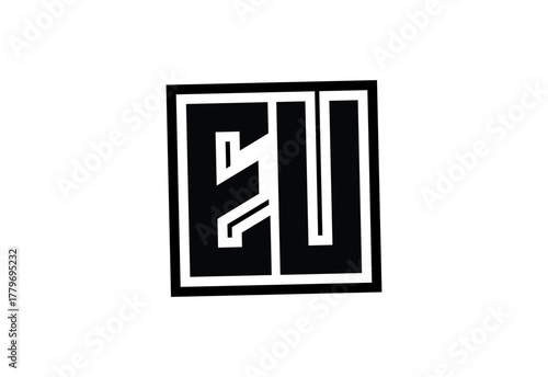 EU Modern Monogram Logo Design with Bold Geometric Shape and Minimal Frame.