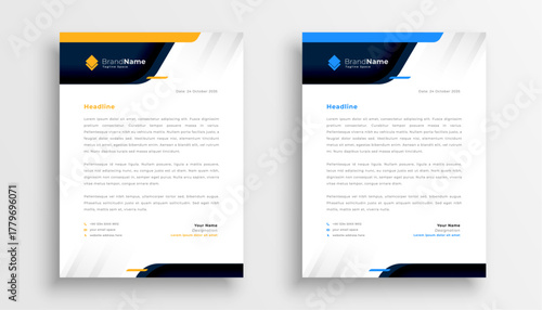 Modern business letterhead design with abstract geometric elements