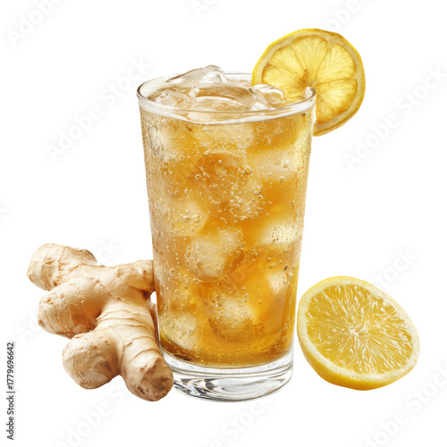 Wallpaper Mural Ginger Beer Drink With Lemon And Ginger Root On White Background Torontodigital.ca