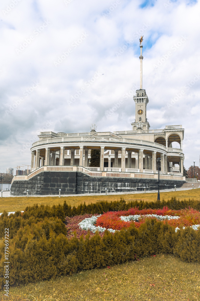 Fototapeta premium The building of the northern river station in Moscow.