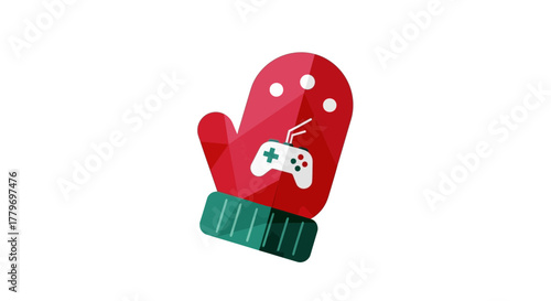 Geometric Winter Mitten Icon: Clutching a Tiny Controller Symbol