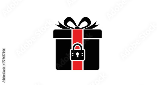 Wrapped Present Icon: Sleek, Biometric Lock Pattern Design