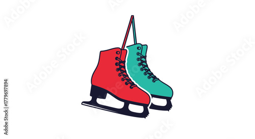 Pop Art Ice Skates Icon: Vibrant, Hanging for Energetic Winter Joy