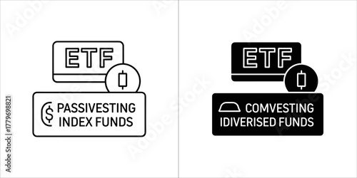 Comvesting diversified funds black glyph icon