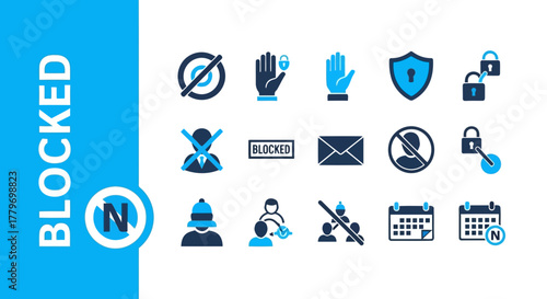 Vector icon set of blocked and restricted icons