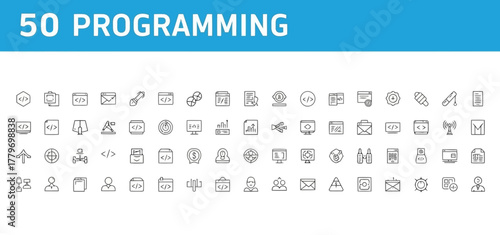 Vector icon 50 programming icons