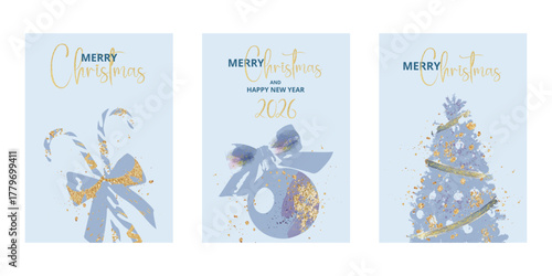Merry Christmas and Happy New Year Elegant Greeting Cards. Vector illustration concepts for greeting card, party invitation card, website banner, social media banner, marketing material.