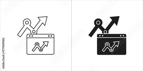 Website analytics black glyph icon data analysis