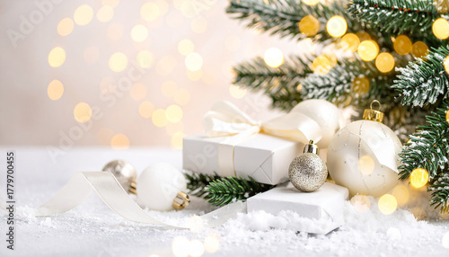 Ai photo christmas background with candles and christmas tree