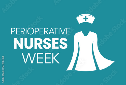 Perioperative Nurses Week Banner Graphic with White Nurse Silhouette and Cap on a Teal Background Celebrating Surgical Care