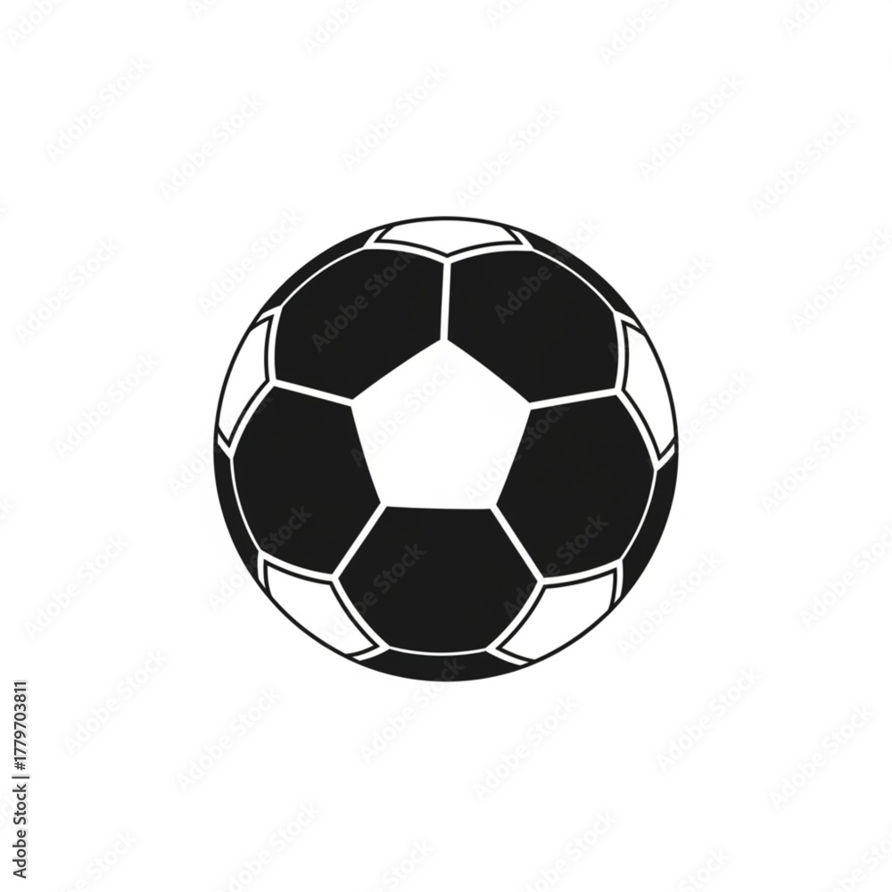 Naklejka premium Striking black and white soccer ball vector illustration, classic design for sports, events, and print projects, simple yet dynamic, perfect for infographics and visual content