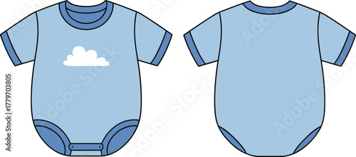 Cute baby bodysuit design, short sleeve romper, infant clothing, fashion flat vector illustration