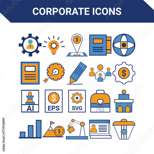 Diverse business icon collection in three distinct styles