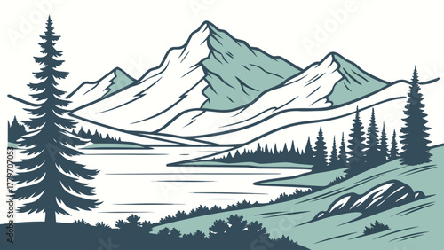 Minimal vector of Bend Oregon mountains and lakes
