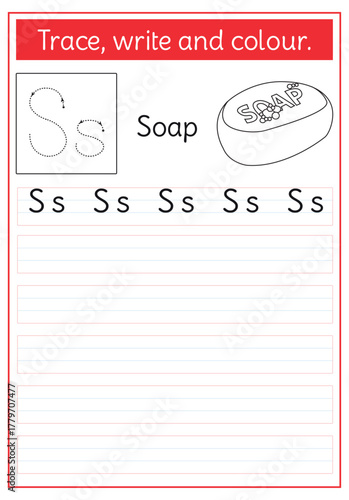 Alphabetical kids activity, Educational, learning with tracing, outlines for colouring