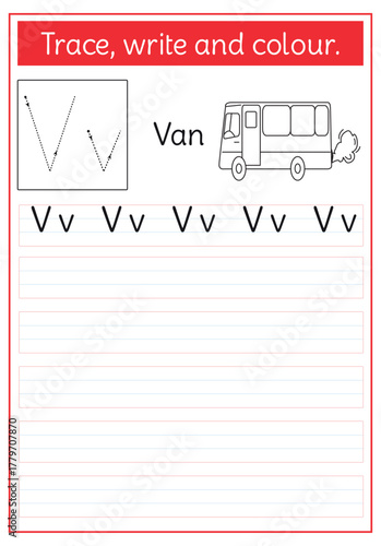 Alphabetical kids activity, Educational, learning with tracing, outlines for colouring