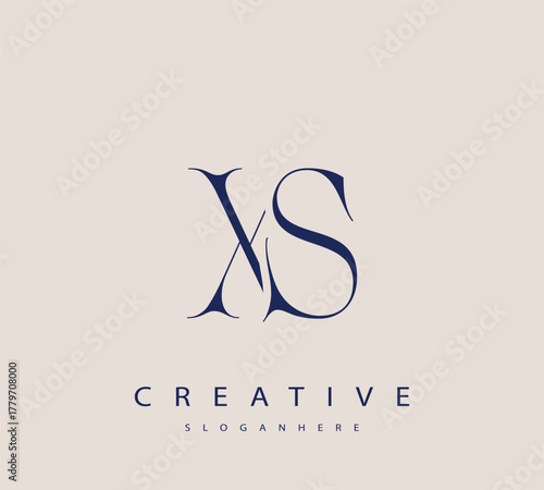 Sophisticated and stylish letter logo design featuring the combination of the letters X and S in dark blue color scheme perfect for branding stationery website headers or social media graphics