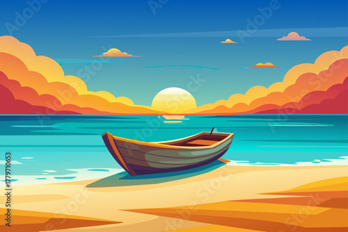 Boat on the beach view