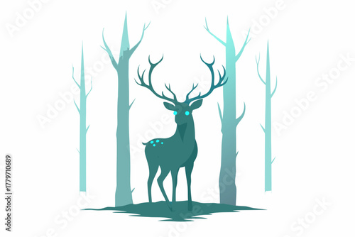 Deer in wintery forest