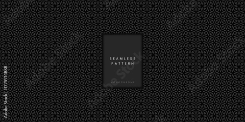 Dense Dark Seamless Pattern with Repeating Geometric Star Shapes