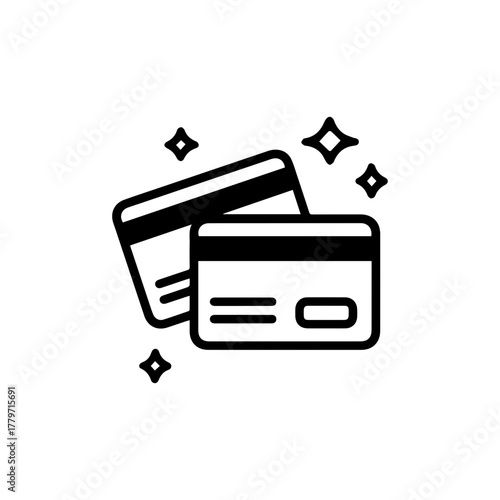 Credit card icon. Simple line art symbol. Payment method and online transaction concept. Vector illustration for web, app, graphic design