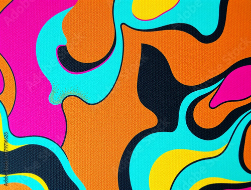 Vibrant abstract organic shapes in bold colors background