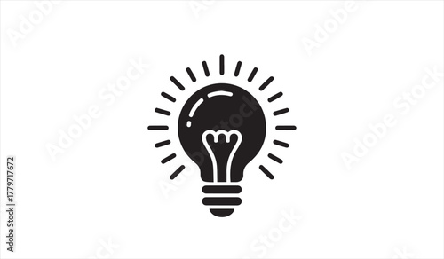 Minimal design of electric bulb representing energy and thinking