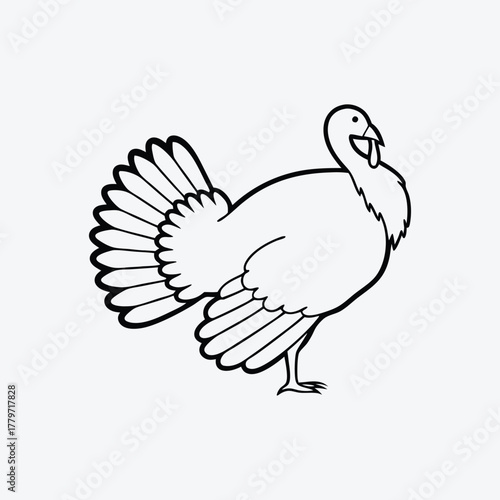 Turkey line art White background illustration Generative Ai