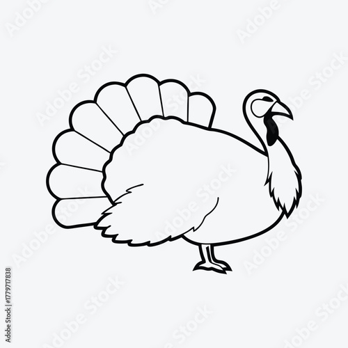 Turkey line art White background illustration Generative Ai