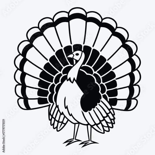 Turkey line art White background illustration Generative Ai